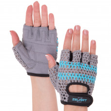 Перчатки для фитнеса и тренировок ZELART SB-161952 размер XS-M (PL, хлопковая вязка, PVC,  серый)