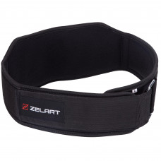 Пояс атлетичний текстильний Zelart SB-165428 спинка-14см розмір XS-XXL чорний