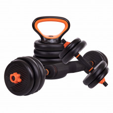 Набор трансформер гантели гиря штанга упоры 6в1 FED SC-80016-10 10кг (2 грифа l-33см, блины, наполнитель-цемент, в компл. удл. грифа l-26см)уп. в 1 ящ