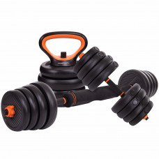 Набор трансформер гантели гиря штанга упоры 6в1 FED SC-80016-30 30кг (2 грифа l-33см, блины, наполнитель-цемент, в компл. удл. грифа l-26см)уп. в 1 ящ