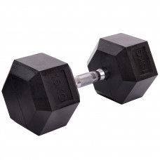 Гантель цельная шестигранная гексагональная обрезиненная 1штука SP-Planeta SC-80075-15 (1x15кг) (сталь хромированная, резина, вес 15кг)