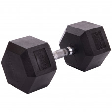 Гантель цельная шестигранная гексагональная обрезиненная 1штука SP-Planeta SC-80075-25 (1x25кг) (сталь хромированная, резина, вес 25кг)