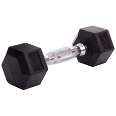 Гантель цельная шестигранная гексагональная обрезиненная 1штука SP-Planeta SC-80075-2_5 (1x2,5кг) (сталь хромированная, резина, вес 2,5кг)