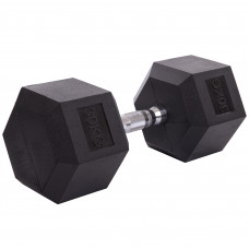 Гантель цельная шестигранная гексагональная обрезиненная 1штука SP-Planeta SC-80075-30 (1x30кг) (сталь хромированная, резина, вес 30кг)