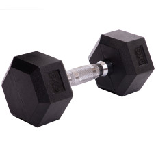 Гантель цельная шестигранная гексагональная обрезиненная 1штука SP-Planeta SC-80075-5 (1x5кг) (сталь хромированная, резина, вес 5кг)