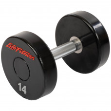 Гантель цельная профессиональная с полиуретановым покрытием 1штука LIFE FITNESS SC-80081-14 (1х14кг) (полиуретановое покрытие, вес 14кг)