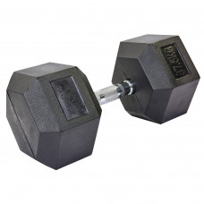 Гантель цільна шестигранна гексагональна обгумована SP-Planeta SC-8013-37_5 1шт 37,5кг чорний