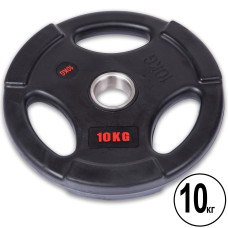 Блины диски обрезиненные с тройным хватом и металлической втулкой внутренний ø51мм LIFE FITNESS SC-80154B-10 10кг (черный)