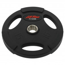 Млинці диски гумові з потрійним хватом та металевою втулкою LIFE FITNESS SC-80154B-15 51мм 15кг чорний