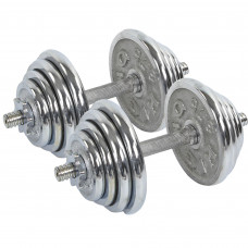 Гантели разборные стальные хромированные HIGHQ SPORT TA-0013-27CH (2x13,5кг) (2 грифа l-35см, хром. блины)