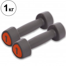 Гантели цельные с полиуретановым покрытием 2штуки Record TA-0930-1 (2х1кг) (CPU покрытие, цена за 2шт) LKDB-804
