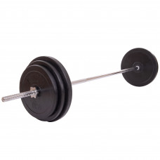 Штанга розбірна гумові млинці SHUANG CAI SPORTS TA-1139-98R довжина-1,8м 28мм 98кг чорний