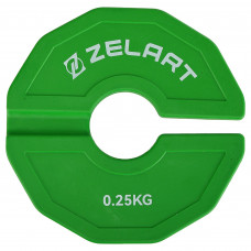 Блини диски змінні гумові Rubber Change Plates Zelart TA-1692-0_25 0,25 кг зелений