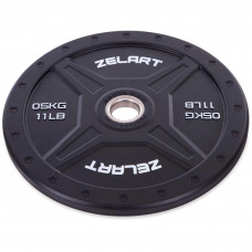 Бамперные диски резиновые Bumper Plates внутренний ø50,4мм Zelart TA-2258-5 5кг (внешний ø-45см,черный)