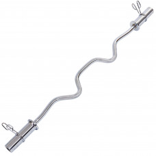 Гриф для штанги сталевий хромований Олімпійський Z-подібний із замками SHUANG CAI SPORTS TA-2471 довжина 1,2м ø50мм хром