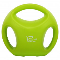 Гиря цельная пластиковая PE с тройным хватом Zelart TA-2670-12 12кг (наполнение цемент, салатовый) MD2223