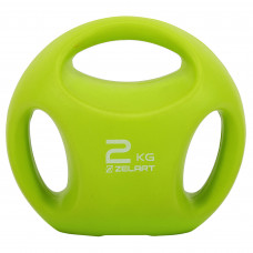 Гиря цельная пластиковая PE с тройным хватом Zelart TA-2670-2 2кг (наполнение цемент, салатовый) MD2223