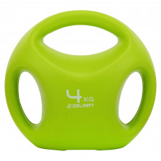 Гиря цельная пластиковая PE с тройным хватом Zelart TA-2670-4 4кг (наполнение цемент, салатовый) MD2223