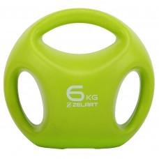 Гиря цільна пластикова PE з потрійним хватом Zelart TA-2670-6 вага 6кг салатовий