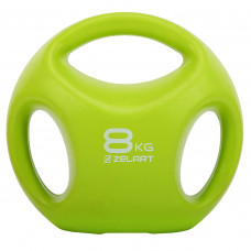 Гиря цільна пластикова PE з потрійним хватом Zelart TA-2670-8 вага 8кг салатовий