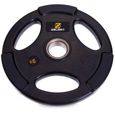 Млинці диски гумові з потрійним хватом та металевою втулкою Zelart TA-2673-10 51мм 10кг чорний