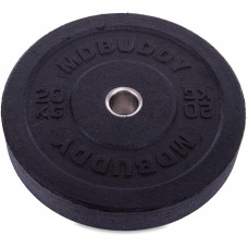 Бамперные диски резиновые Bumper Plates внутренний ø51мм MDbuddy TA-2676-20 20кг (MD1036-20) (внешний ø-45см, черный)