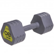Гантель цельная с полиуретановым покрытием 1штука Zelart TA-2678-8 (1x8кг) (1шт, TPU, серый)