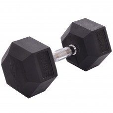 Гантель цельная шестигранная гексагональная обрезиненная 1штука Zelart TA-2679-15 (1x15кг) (MD2102-15) (сталь хромированная, резина, вес 15кг)
