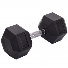 Гантель цельная шестигранная гексагональная обрезиненная 1штука Zelart TA-2679-20 (1x20кг) (MD2102-20) (сталь хромированная, резина, вес 20кг)