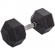 Гантель цельная шестигранная гексагональная обрезиненная 1штука Zelart TA-2679-25 (1x25кг) (MD2102-25) (сталь хромированная, резина, вес 25кг)