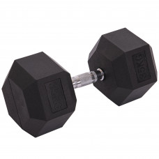 Гантель цельная шестигранная гексагональная обрезиненная 1штука Zelart TA-2679-35 (1x35кг) (MD2102-35) (сталь хромированная, резина, вес 35кг)