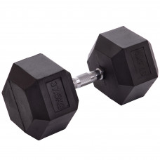 Гантель цельная шестигранная гексагональная обрезиненная 1штука Zelart TA-2679-37_5 (1x37,5кг) (MD2102-37,5) (сталь хромированная, резина, вес 37,5кг)