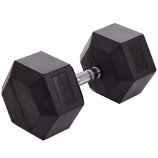 Гантель цельная шестигранная гексагональная обрезиненная 1штука Zelart TA-2679-42_5 (1x42,5кг) (MD2102-42,5) (сталь хромированная, резина, вес 42,5кг)