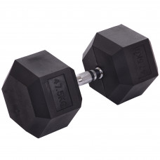 Гантель цельная шестигранная гексагональная обрезиненная 1штука Zelart TA-2679-47_5 (1x47,5кг) (MD2102-47,5) (сталь хромированная, резина, вес 47,5кг)