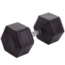 Гантель цельная шестигранная гексагональная обрезиненная 1штука Zelart TA-2679-50 (1x50кг) (MD2102-50) (сталь хромированная, резина, вес 50кг)