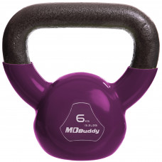 Гиря тренувальна цільна чавунна з вініловим покриттям Zelart TA-2680-6 вага 6кг кольори в асортименті