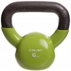 Гиря тренувальна цільна чавунна з вініловим покриттям Zelart TA-2680-6 вага 6кг кольори в асортименті