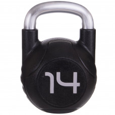 Гиря цільна з поліуретановим покриттям і хромованою ручкою Zelart TA-2681-14 вага 14кг чорний