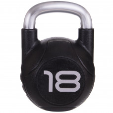 Гиря цільна з поліуретановим покриттям і хромованою ручкою Zelart TA-2681-18 вага 18кг чорний