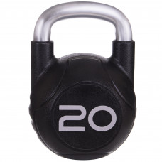 Гиря цільна з поліуретановим покриттям і хромованою ручкою Zelart TA-2681-20 вага 20кг чорний