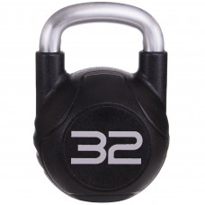 Гиря цільна з поліуретановим покриттям і хромованою ручкою Zelart TA-2681-32 вага 32кг чорний