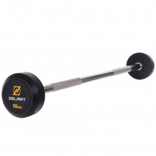 Штанга нерозбірна з фіксованою вагою пряма гумова Zelart Rubber Coated Barbell TA-2685-10 довжина-95см 10кг чорний