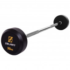 Штанга нерозбірна з фіксованою вагою пряма гумова Zelart Rubber Coated Barbell TA-2685-30 довжина-95см 30кг чорний