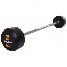 Штанга нерозбірна з фіксованою вагою пряма гумова Zelart Rubber Coated Barbell TA-2685-40 довжина-95см 40кг чорний