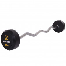 Штанга нерозбірна з фіксованою вагою вигнута гумова Zelart Rubber Coated Barbell TA-2687-30 довжина-95см 30кг чорний