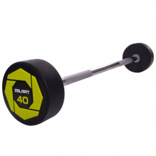 Штанга нерозбірна з фіксованою вагою пряма поліуретанова Zelart Urethane Barbell TA-2689-40 довжина-112см 40кг чорний-салатовий