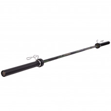 Гриф для штанги стальной Олимпийский профессиональный прямой с замками и подшипником длина 2,01м ø50мм Zelart TA-2720 (вес 20кг, черный-камуфляж)