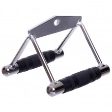 Рукоятка подвійна для нижньої тяги ручка для блочного тренажера Zelart TA-2730 хром