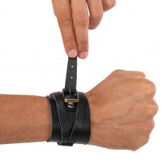 Напульсник шкіряний спортивний фіксатор для зап'ястя та кисті BOXER TA-3002 1шт чорний