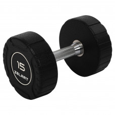 Гантель цельная профессиональная CPU покрытие 1штука Zelart TA-3111-15 (1х15кг)  (полиуретановое покрытие, вес 15кг)